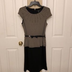Belted black and white Dress